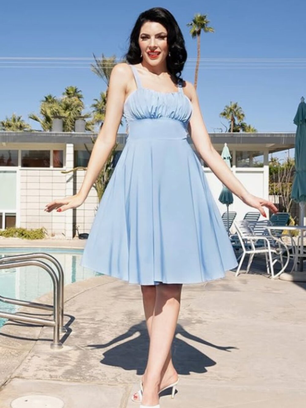Vintage Inspired Formal Dress for Women A-line Sleeveless Flowy Midi